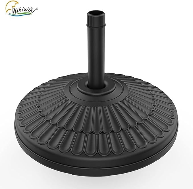 wikiwiki 80 Lbs Round Weighted Patio Umbrella Base, Free Standing Heavy Duty Base Water & Sand Filled Plastic Round Umbrella Base (Charcoal)