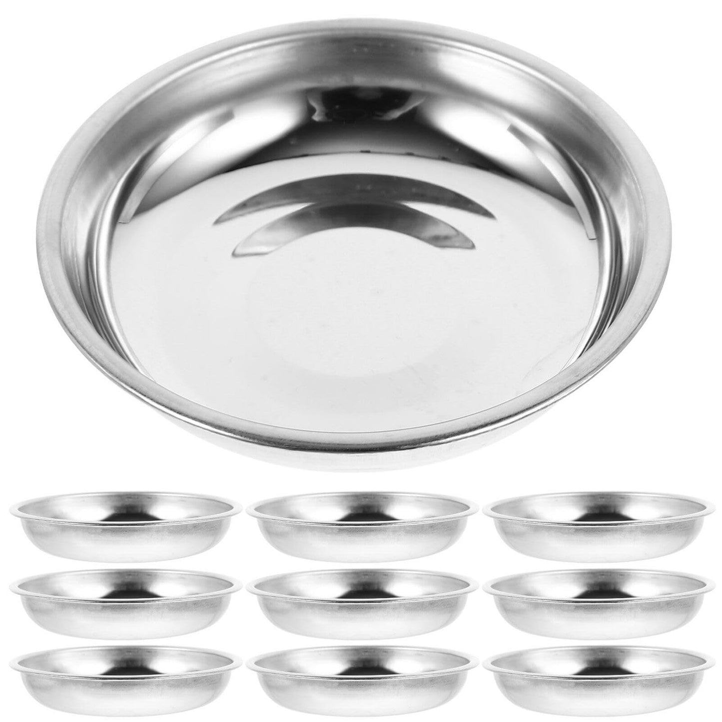 MAGICLULU Stainless Steel Small Plates Set of 10 3.14 Inch Round Sauce Dishes for Condiments Appetizers Mustard Snack Serving Ideal for Home Kitchen Restaurant Outdoor