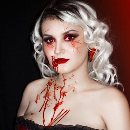 MEICOLY 2.1oz Halloween Fake Blood Makeup- Realistic Sangre Falsa Washable Edible Liquid with 0.7oz Cleaning Soap - Squirt Blood for Clothes,Zombie Vampire Monster,SFX Cut Flesh Wound Makeup - Bright