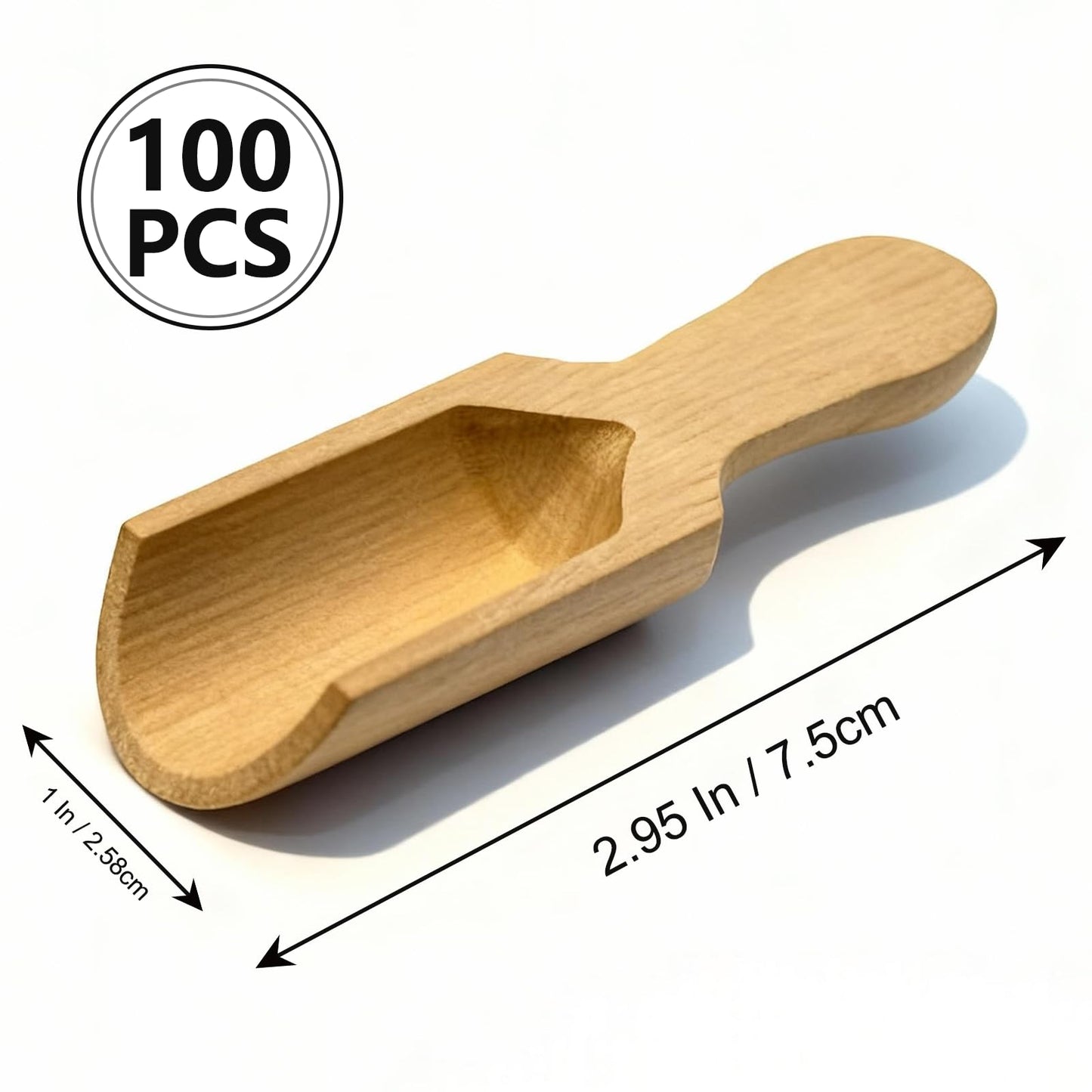 Nyuemystery 100/200 Pack Mini Wooden Spoons for Jars, Bath Salts, Spices, Sugar Scrubs, Cooking, Tea, Candy - Natural Wood Scoops, 2.95 Inch (100 Pack)
