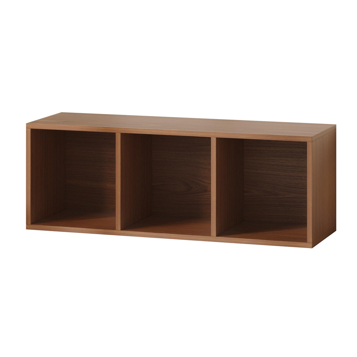 IOTXY DIY Modular Cube Bookcase - CubeXY Customizable Stackable Expandable Basic Shelving Units, 3-Cube Wooden Open Bookshelf for Fabric Storage Bin Organizer, Walnut