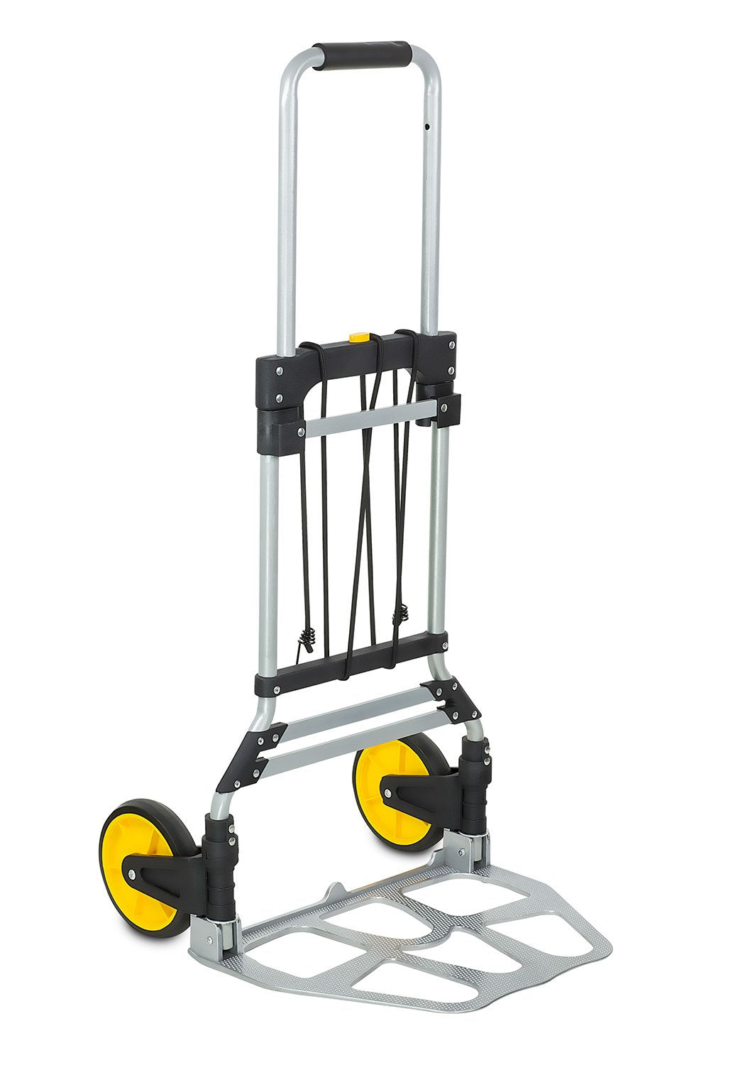 Mount-It! Folding Hand Truck and Personal Dolly, Aluminum Trolley, Heavy Duty 264 Lb Capacity Cart, Dolly Cart with Wheels of Durable Rubber, Soft Grip Telescoping Handle for Indoor Outdoor, Foldable