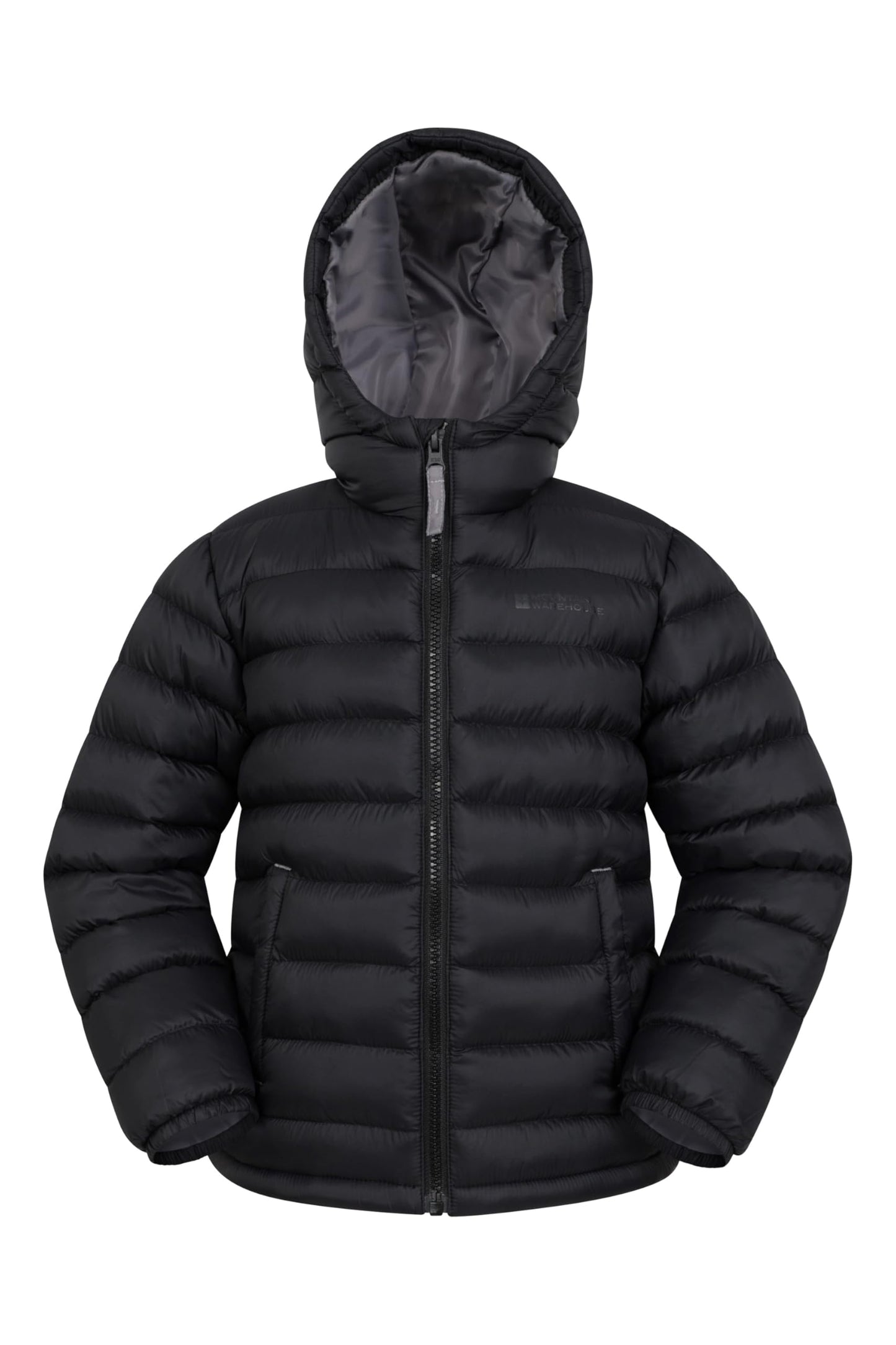 Mountain Warehouse Seasons Padded Kids Puffer Jacket - Water Resistant & Lightweight Insulated Rain Coat, Boys & Girls - Spring Summer, School, Travelling Black Teen Size 13 Years