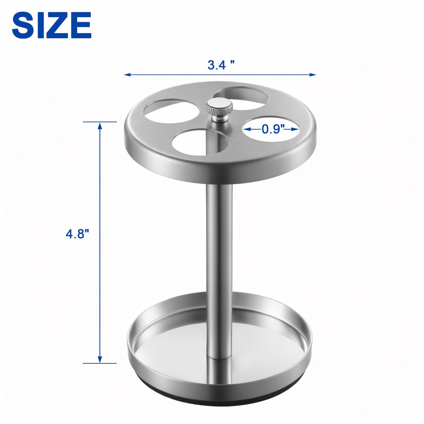Brushed 18/8 Stainless-Steel Toothbrush Holder Stand: Rustproof Bathroom Countertop Organizer, 4 Ventilated Slots Hold Manual Toothbrushes, Razor