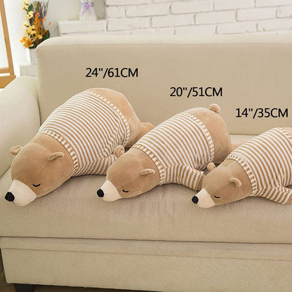 MMTTAO Stuffed Polar Bear Animal Plush Toy 20 Inch Large Brown Sleeping Bear Animal Stuff Soft Plushies Cute Dolls Collection Huggable Pillow Cushion Birthday Gift for Kids Child Boys Girls, 20Inches