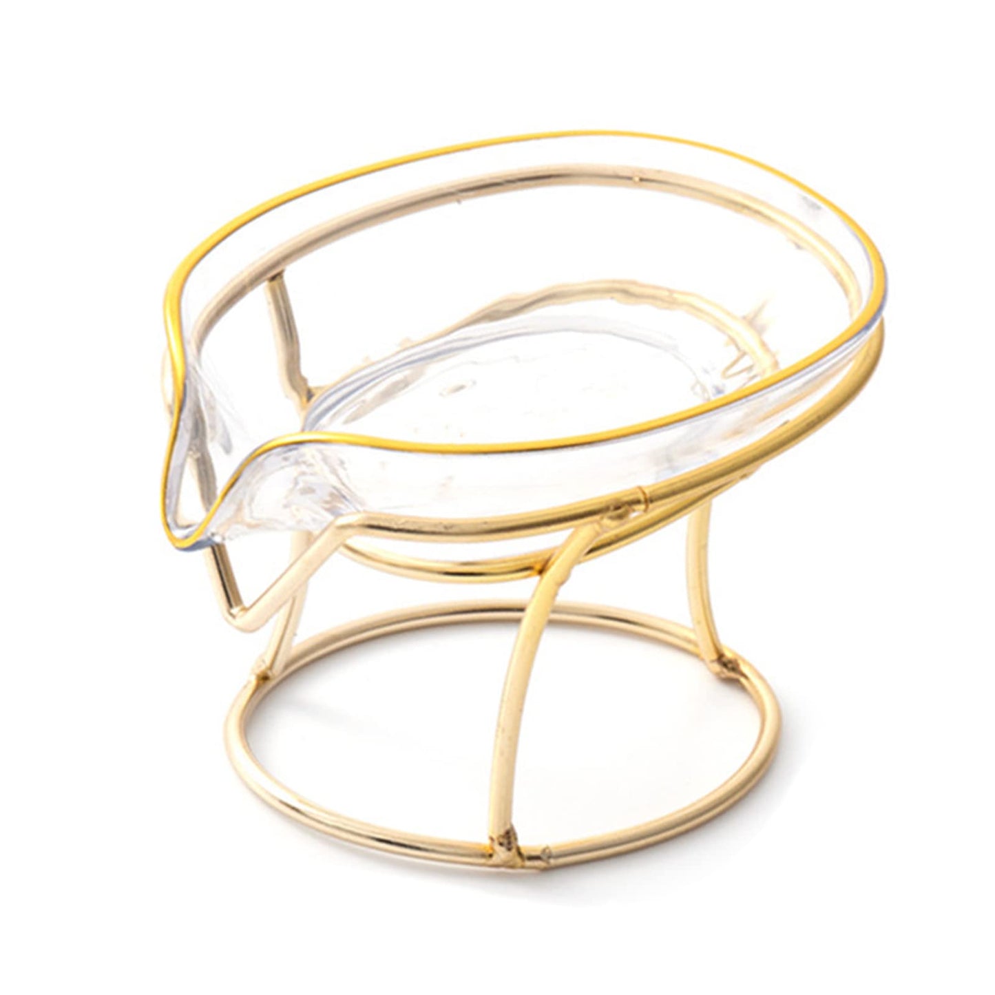 JOROBURO Self Draining Soap Holder, Creative Soap Box Decorative Bathroom Soap Tray with Gold Iron Frame, Elegant Leaf Shape Soap Dish Bar Soap Holder for Home Bathroom Shower Kitchen(#2)