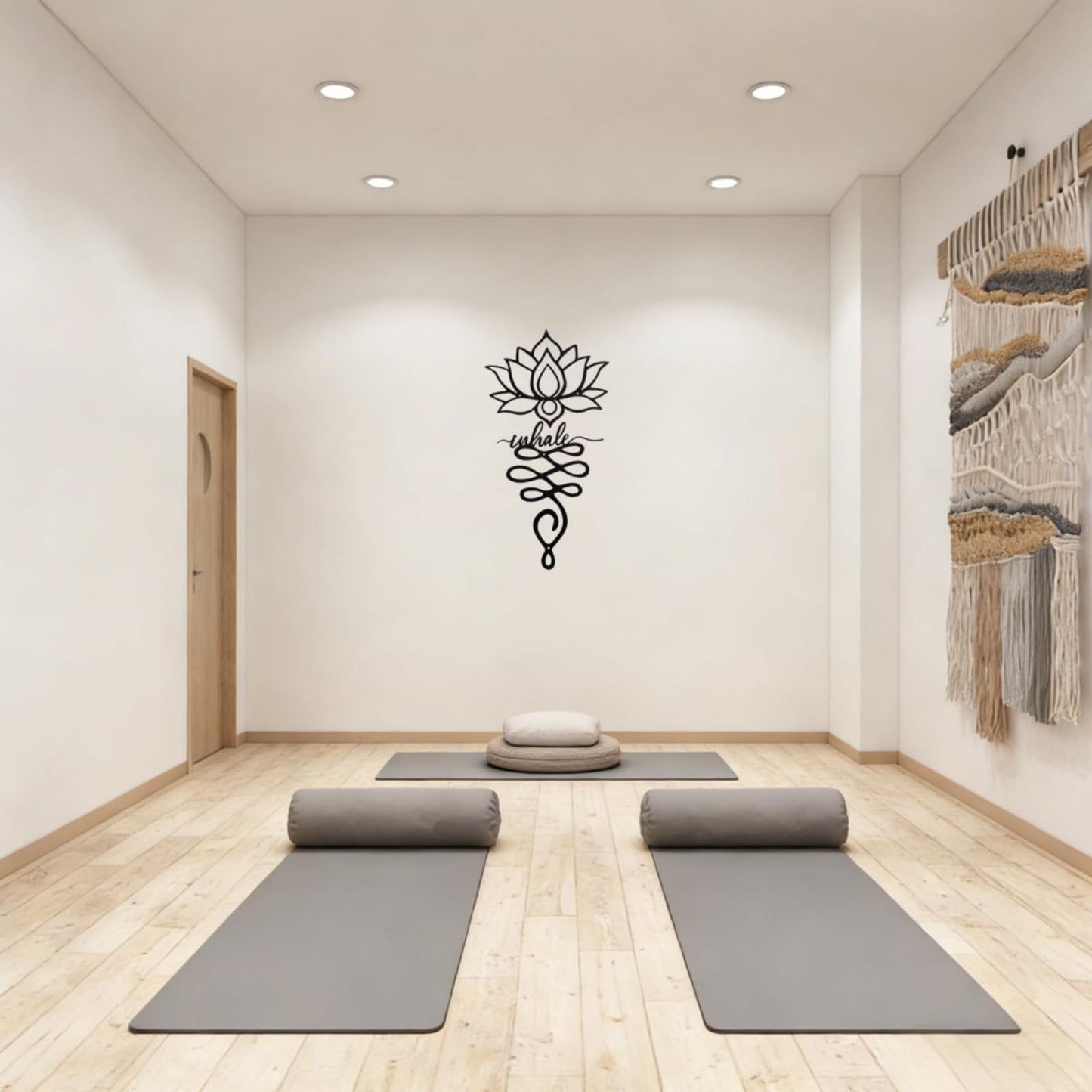 JBCHUCI Lotus Flower Wall Decor - 23.7”x12.6” Black Metal Yoga Meditation Wall Art, Boho Zen Sculpture for Home Living Room, Bedroom, Office, Spiritual Gift & Mindfulness Decor for Yoga Lovers