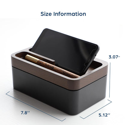 mordeco Revov Tray Box, EDC Valet Tray Box with Authentic Wood Magnetic Rotating Lid, Office Table, EDC Gear Organizer, Home Office, Desk Accessories (White)