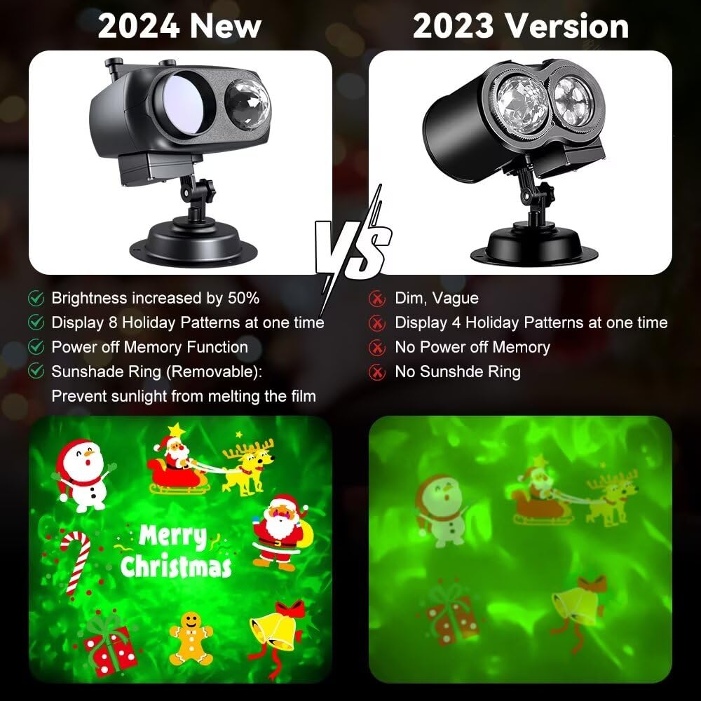 Decorative Lighting Projectors Outdoor, Chirstmas LED Projection Lamp with Remote Control & Timer Function for Xmas Holiday Party Garden Patio Decoration