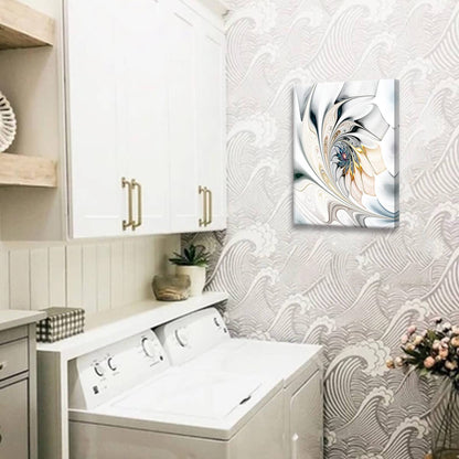 Bathroom Decor Wall Art - Modern Abstract Canvas Art Wall Decor Silver Decorations Abstract Artwork Wrapped 12x16inch