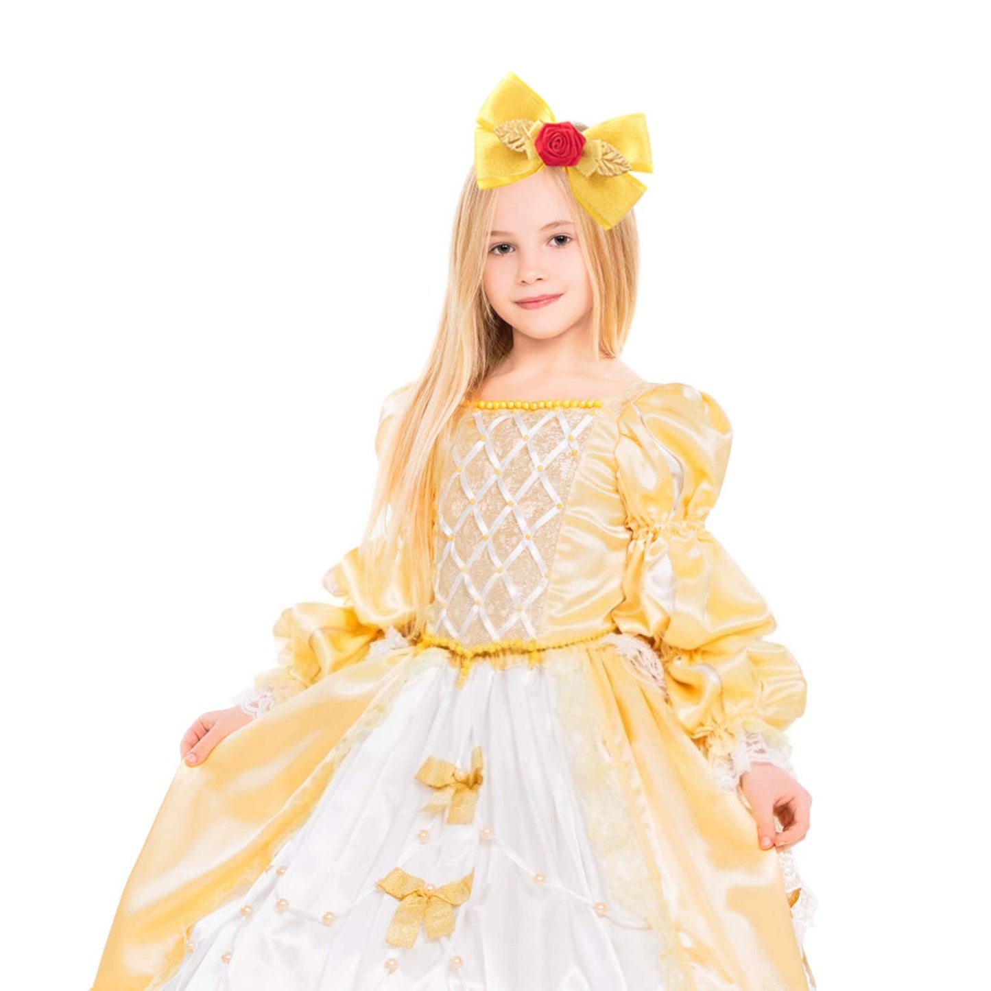 JiaDuo Princess Hair Accessories for Girls Women Halloween Big Hair Bow Clips Yellow 6 Inch
