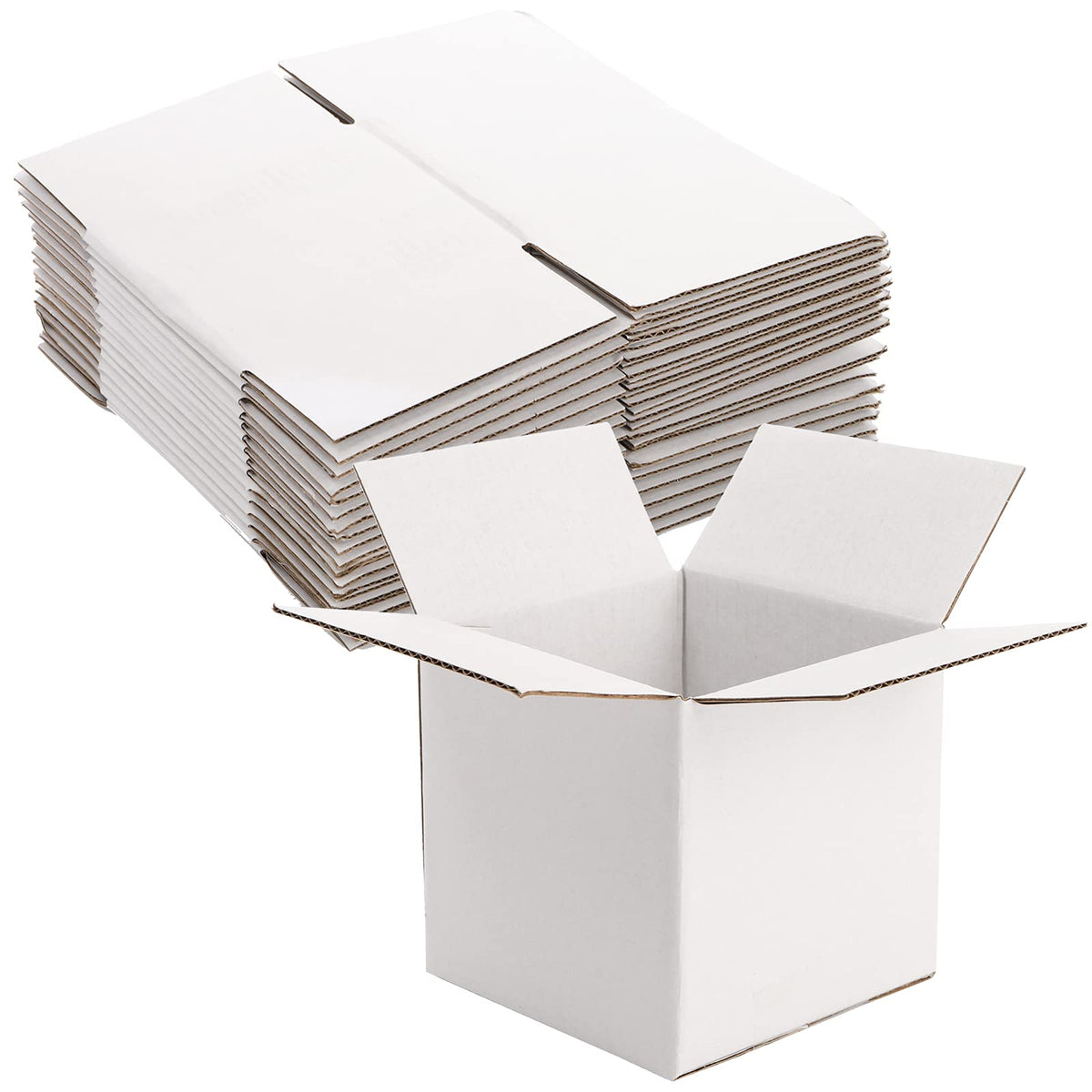 Peohud 40 Pack Small Shipping Boxes, 4 x 4 x 4 Inches White Corrugated Cardboard Box, Mailing Box for Shipping, Packing Storage, Gift Box, Recyclable