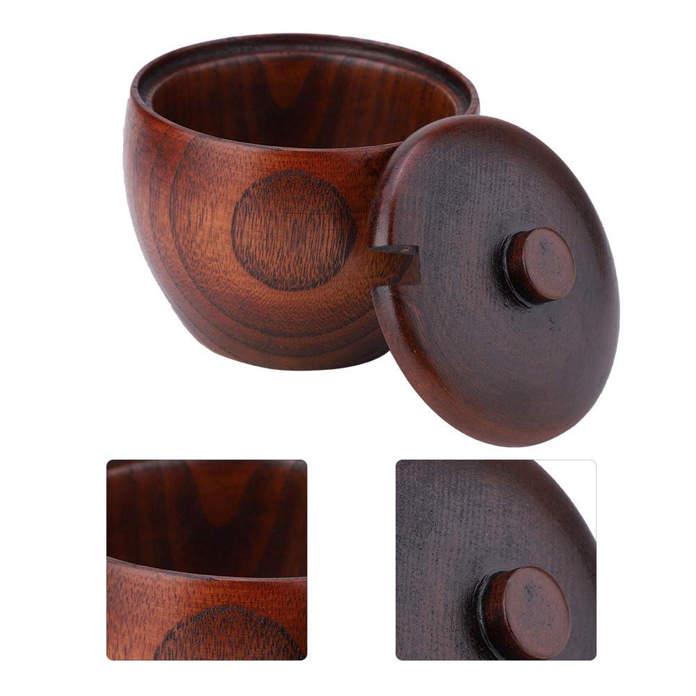 TOPINCN Solid Wood Jar Sugar Bowl, Salt Seasoning Box Japanese Style with Spoon and Lid, Kitchen Storage Container for Sugar Salt