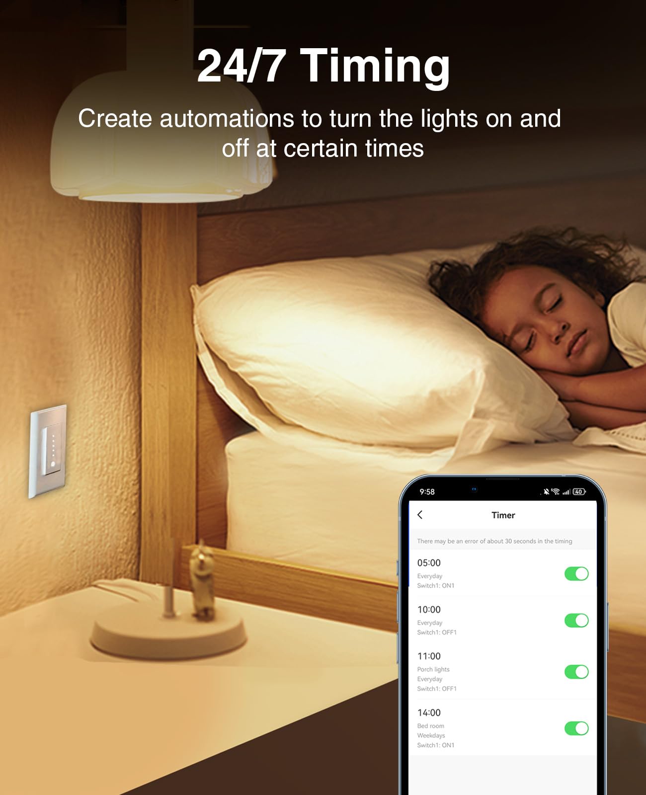 GHome Smart Dimmer Switch - 2.4GHz Wi-Fi Smart Switch Compatible with Alexa and Google Home, White 4 Pack