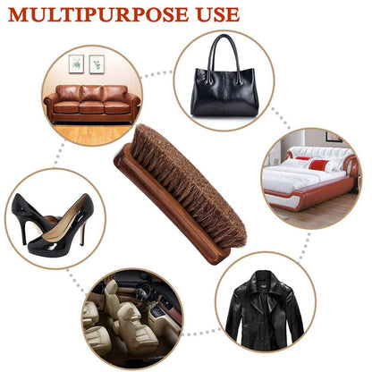 KY-Tech 2pcs Premium Horsehair Shoe Brush - Shoe Shine Brush with Horse Hair Bristles for Boots, Car Seats, Sofas, Bags