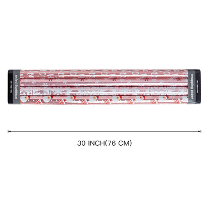 WRAPAHOLIC 30 Inch Christmas Wrapping Paper Roll - Jumbo Roll Rose Gold Santa, Snowflakes and Reindeer Holiday Collection with Metallic Foil Shine - 4 Rolls - 30 Inch x 120 Inch Per Roll