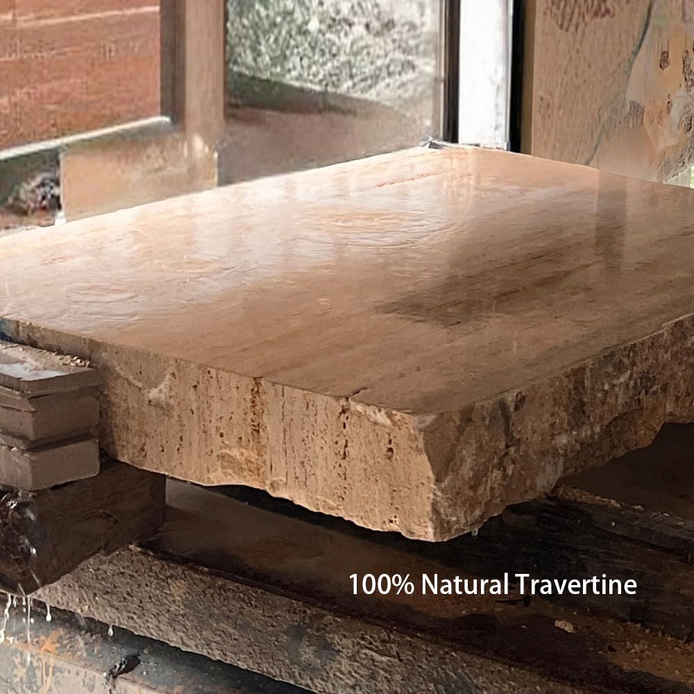 Cloud Shape 100% Natural Travertine Tray Luxury Travertine Vanity Organizer for Bathroom Kitchen Counter, Decorative Tray for Dresser Home Décor, 13.3x8.3x0.7 inches