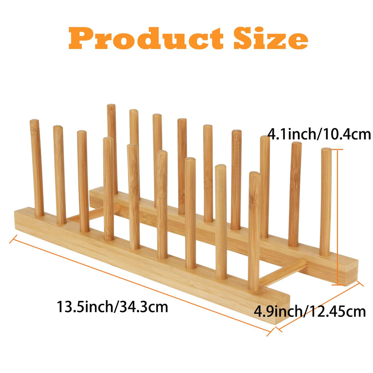 Yuixoseu 4 Pack Bamboo Wooden Dish Drying Rack, Plate Organizer for Cabinet, Plate Rack Pot Lid Holder for Dishs, Bowls, Cups, Cutting Boards and Books, Kitchen Cabinet Organizer