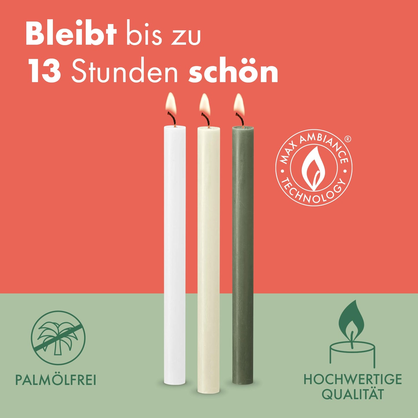 Bolsius Rustic Dinner Candles - Dark Red - Pack of 9 - Long Burning Time of 13 Hours - Interior Decoration - Unscented - Includes Natural Vegan Wax - 27 x 2.3 cm