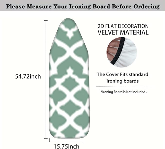 Nuxovilar Green Geometric Pattern Ironing Board Cover, 15 * 54inch, Fits Most