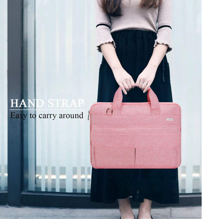 LANDICI Laptop Bag Case 15 15.6 Inch, Waterproof Computer Sleeve Cover with Shoulder Strap, Slim Briefcase for MacBook Pro 15/16 M3 M2 M1, MacBook Air 15,15-16" HP Lenovo Dell Asus Acer for Women,Pink