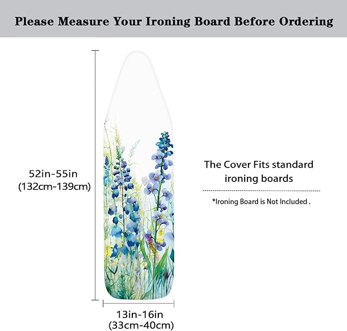ZDCUSTOM Blue Flower Ironing Board Cover Iron Board Replacement Cover Resist