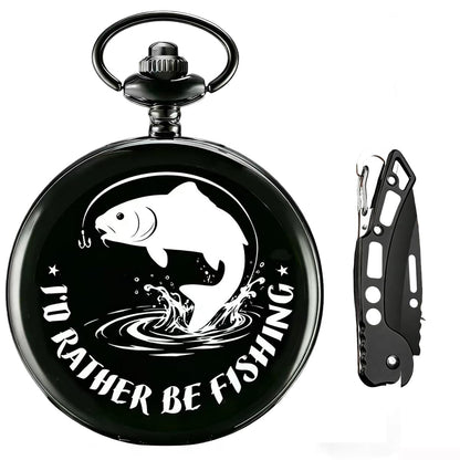Udaney Fishing Gifts for Men - Classic Pocket Watch and Multi-Tool Knife Set, Unique Gifts for Fishermen and Anglers, Best Fishing Gifts for Mentor or Partner with Elegant Gift Box