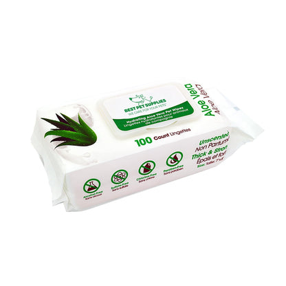 Best Pet Supplies Pet Wipes for Dogs - Dog Wipes Cleaning Deodorizing, for Coats, Ears, Paws - Hydrating, Aloe Vera