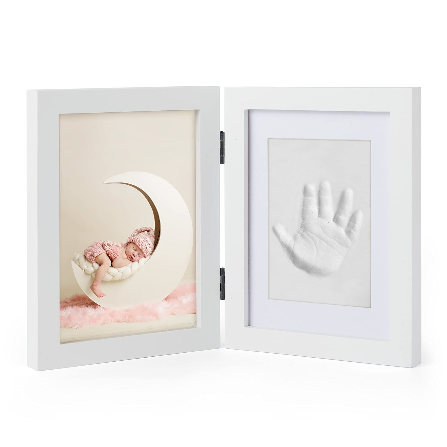 Chuckle - Baby Hand and Foot Clay Print Photo Frame Keepsake Kit - Gift for Mothers Day, New Mum and Parents Newborn Baby Shower Party and Nursery Room Decoration - White