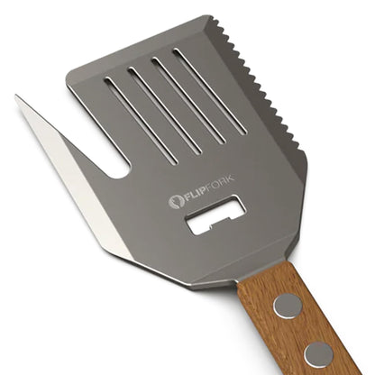 FlipFork Boss - 5 in 1 Grill Spatula with Knife, Fork, Bottle Opener and Turner BBQ Tools. All in One Grill Accessories Set for Outdoor Grills. 18 inch Grilling Accessories BBQ Set