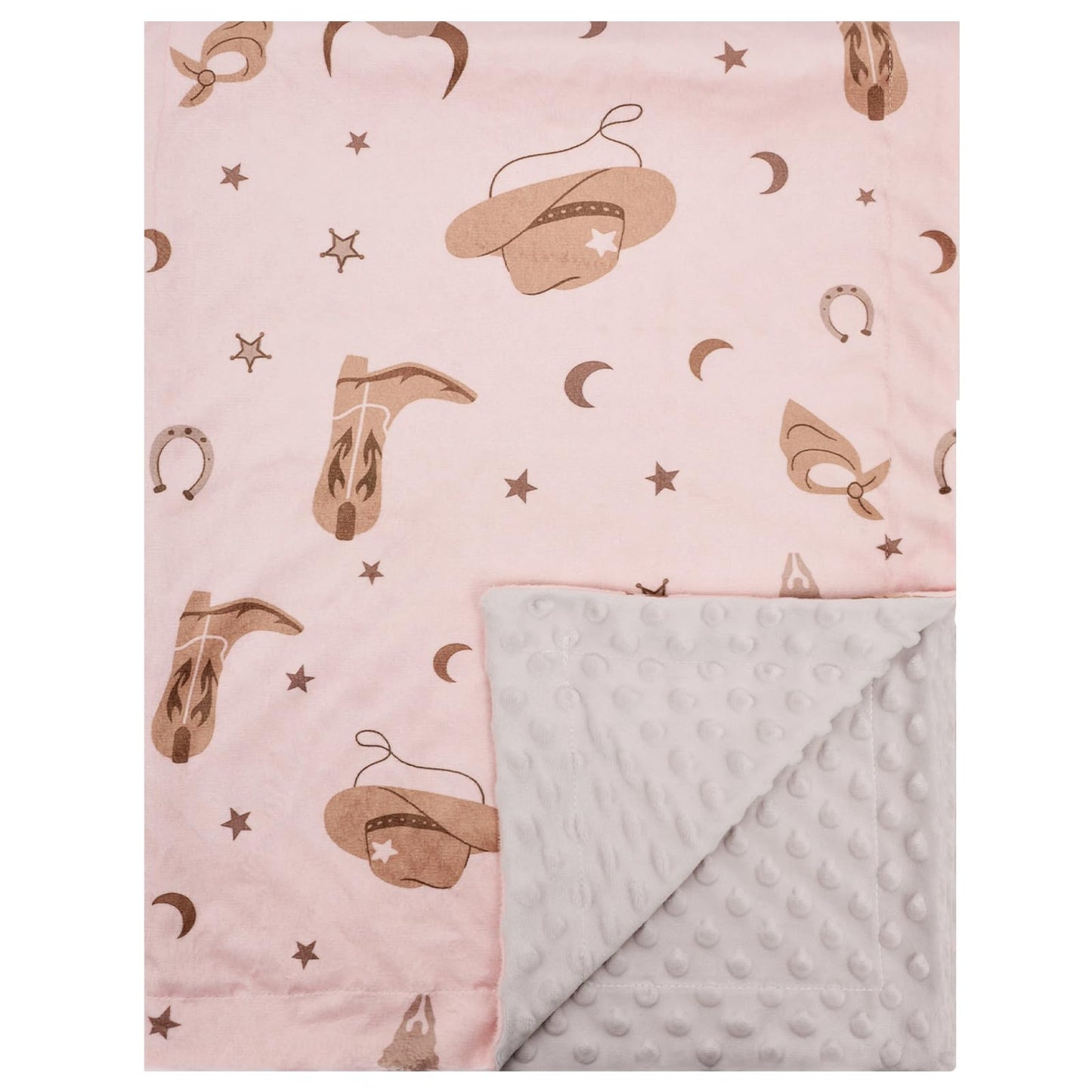 Baby Blanket for Boys Girls Super Soft Double Layer Minky with Dotted Backing Cute Cow Crib Receiving Blanket Bed Throws for Newborns Nursery Stroller Toddler 30 x 40 Inch (Cowboy hat)