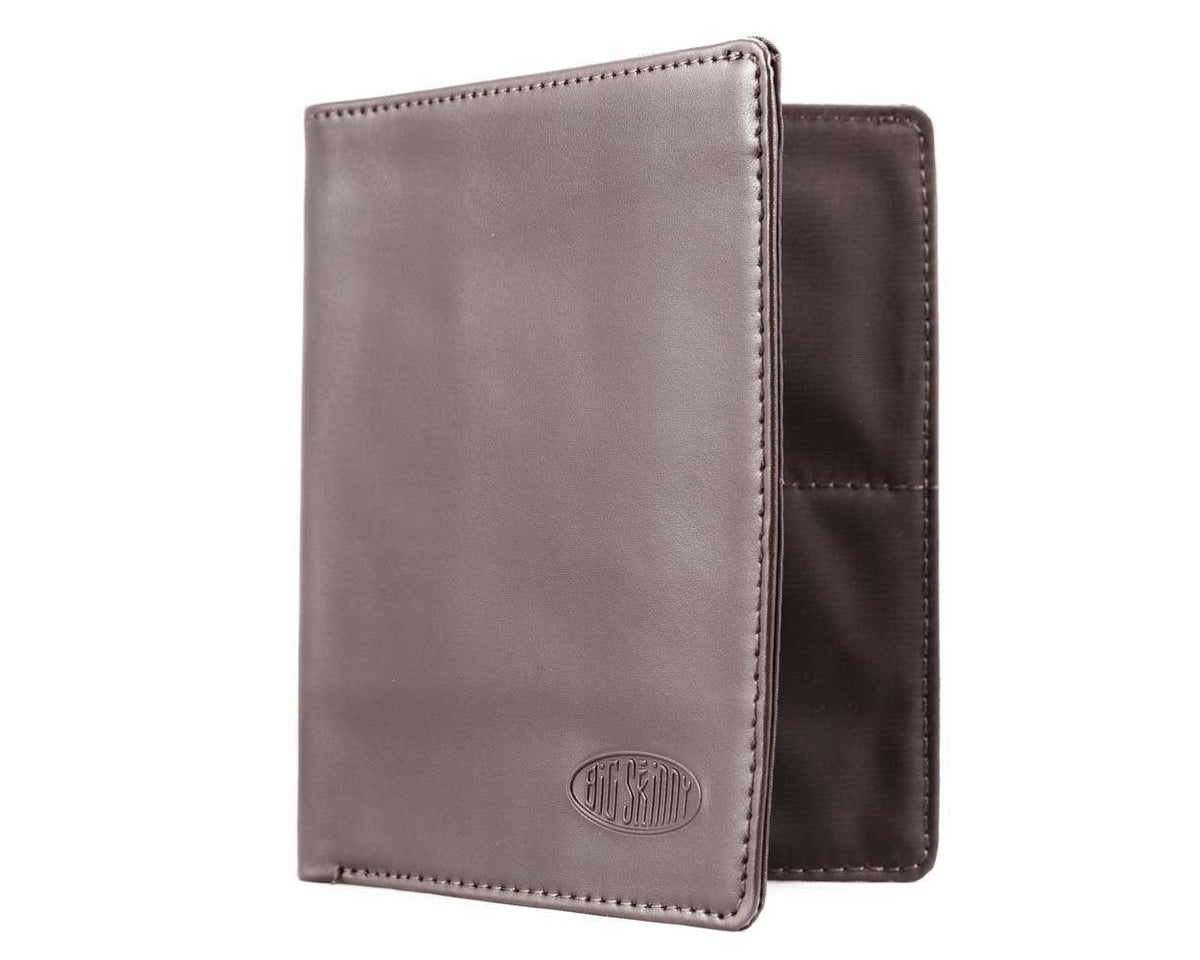 Big Skinny Men's Hipster Leather Bi-Fold Slim Wallet, Holds Up to 40 Cards, Brown