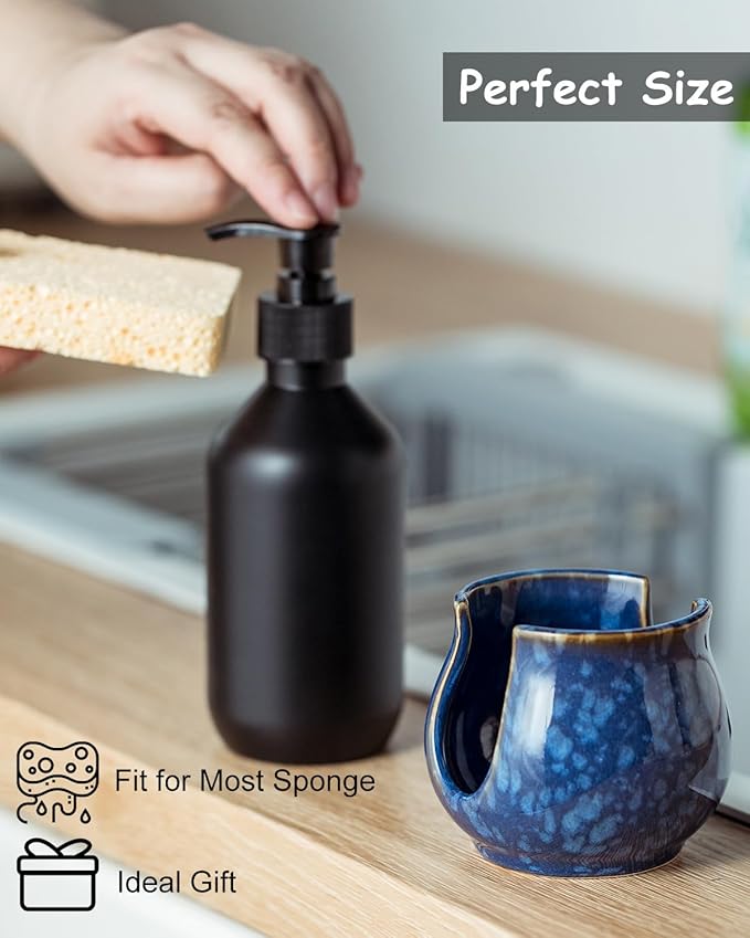 Ceramic Sponge Holder, Kitchen Sink Scrubby Caddy Organizer Dish Sponge Dish