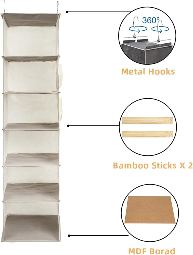 2 Packs Hanging Closet Organizer, 6-Shelf Closet Organizers and Storage
