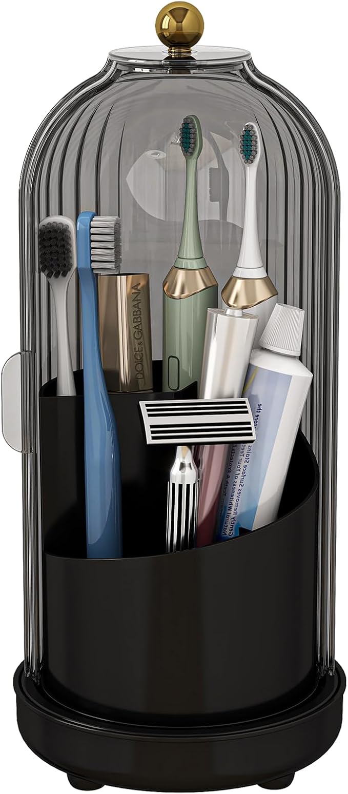 Toothbrush Holders with Cover, Drainage Rotating Electric Toothbrush Organizer