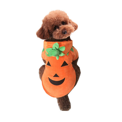 Mogoko Dog Cat Halloween Pumpkin Costume,Pet Cosplay Costumes,Puppy Warm Outfits Fleece Hoodie Animal Autumn Winter Clothes (S Size)