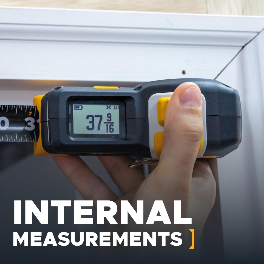 REEKON T1M Utility Digital Tape Measure 25 ft (English) – Bluetooth Smart Measuring Tool, 1/32” Accuracy, Saves 1000+ Measurements, LCD Display, 150 Hour+ Battery Life & Rechargeable