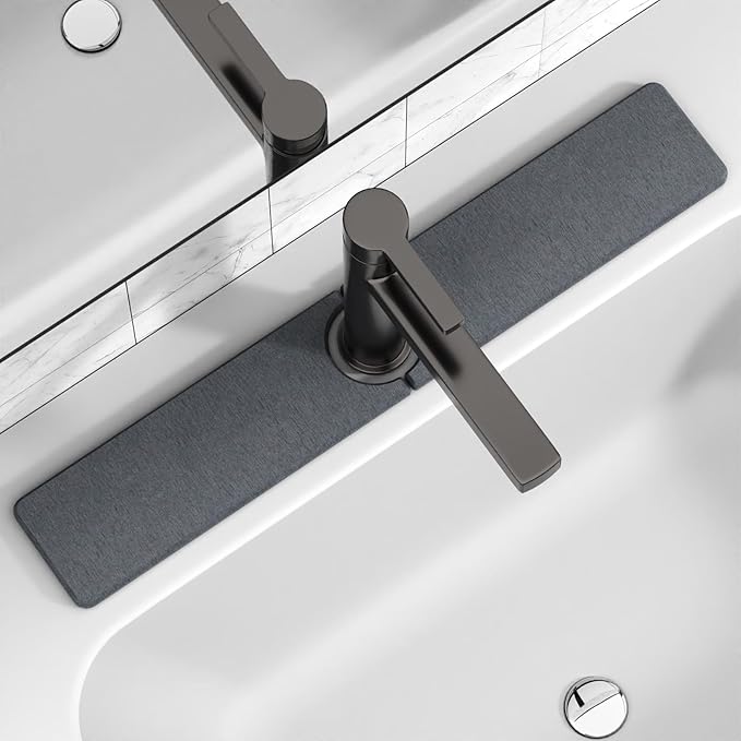 23.6" x 4" Stone Faucet Mat for Kitchen Sink, Quick Drying Diatomite Sink Tray