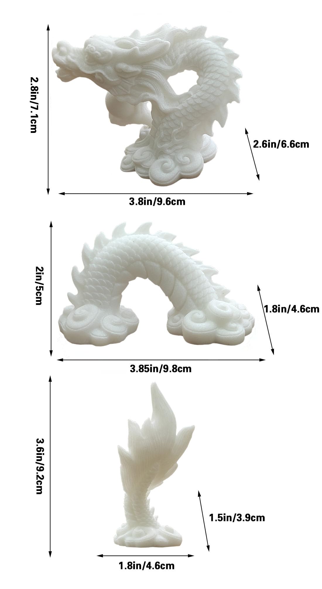 livelyfish Aquarium Dragon Statue Sandstone Ornaments Asian Fish Tank Decor for Freshwater Saltwater Tank Landscape Garden Decorations (White)