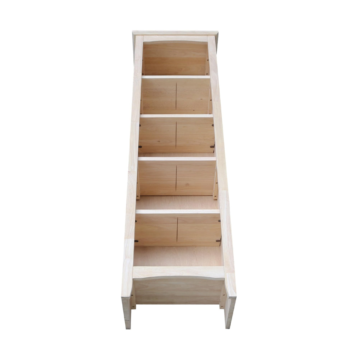 International Concepts Narrow Shaker Bookcase, 60-Inch High, Small Space, Solid Parawood, Unfinished