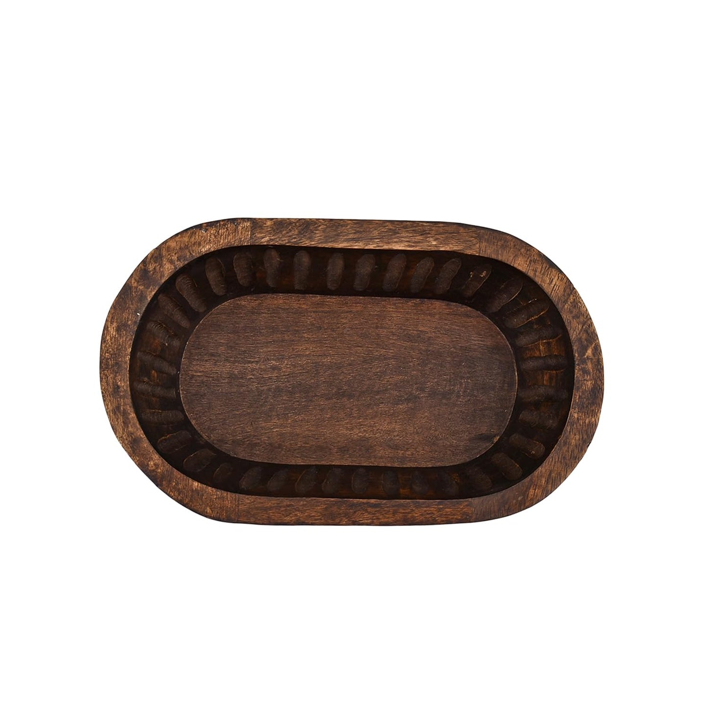 Kaizen Casa Decorative Mango Wood Bowl in Black Japan Finish – Elegant Rustic Centerpiece for Home, Restaurant & Café Tabletop Displays (10" X 6" X 3")