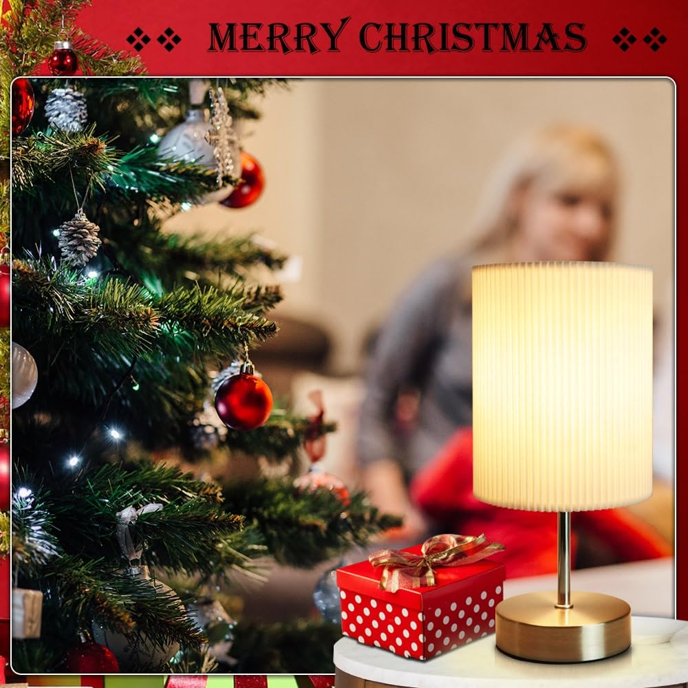 HSLighting Bedside Lamps, Touch Control Table Lamp 3-Way Brightness Dimmable Small Lamp with Metal Base LED Desk Lamp Minimalist Nightstand for Bedroom Living Room Gift Decor, Dimmable Bulb Included