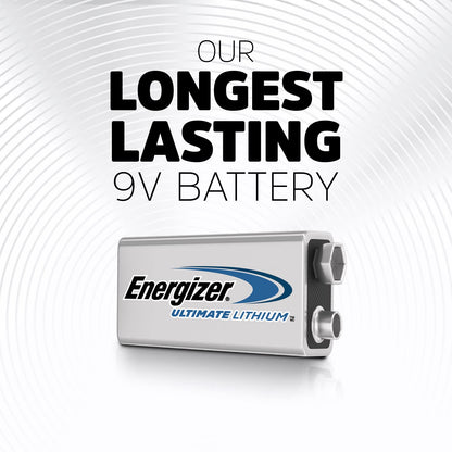 Energizer Ultimate Lithium 9V Batteries (2 Pack), Lithium 9 Volt Batteries