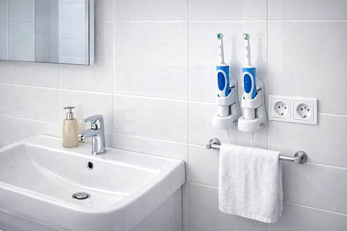 Perlin Electric Toothbrush Holder Wall Mounted No Drilling Self Adhesive