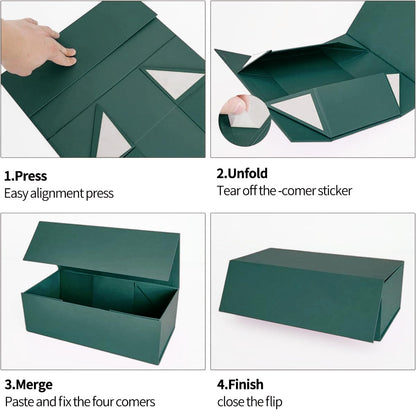 Green Gift Boxe 12" x 6" x 4" with Magnetic Closure Lid Gift Boxes for Presents,Bridesmaid Gifts Box,Cute Box,Birthday Gift box,Luxury for Gift Packaging, Magnetic Gift Box for Wrapping Gifts