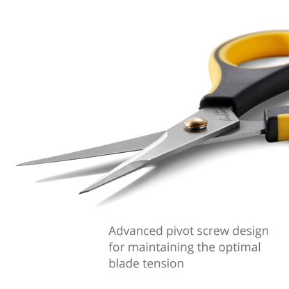 Beaditive Precision Craft Scissors - Stainless Steel Paper Crafting with Safety Cap Ultra Sharp Blades & Non-Slip TPR Handles Adult Kid Scrapbooking for Home, Office, School, Yellow