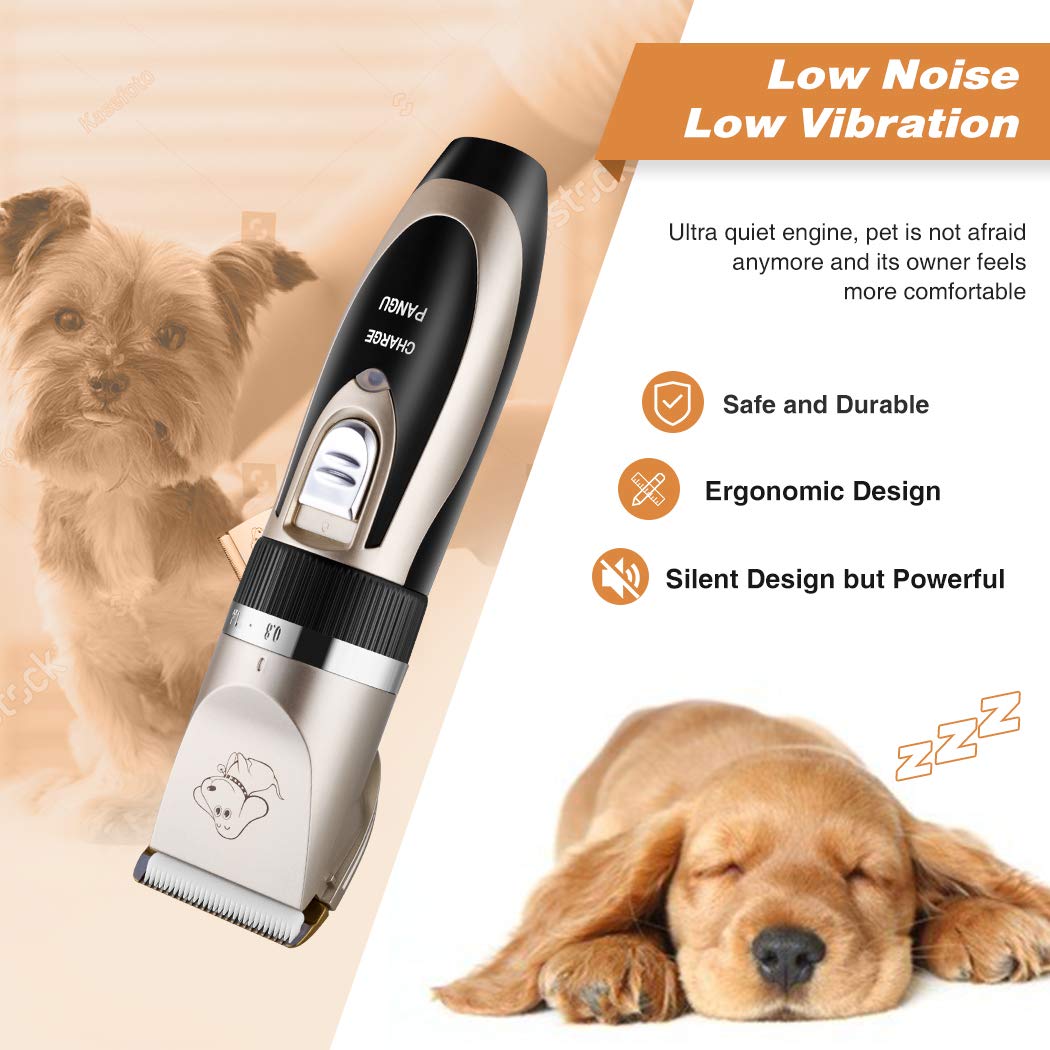 Dog Clippers Professional Pet Grooming Kit Low Noise, Rechargeable Pet Shaver Cordless Silent Dog Hair Trimmer with Scissors Comb Best Hair Clipper for Dogs Cats Pets