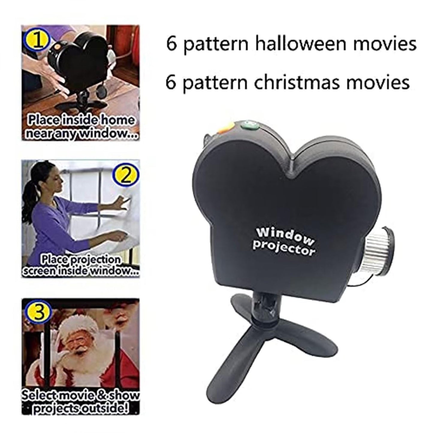 Halloween Window Projector,Halloween Holographic Projector,Christmas Led Holographic Projection Lamp,12 Movies,Used for Halloween Outdoor,Christmas Garden Decoration Family Outdoor Party