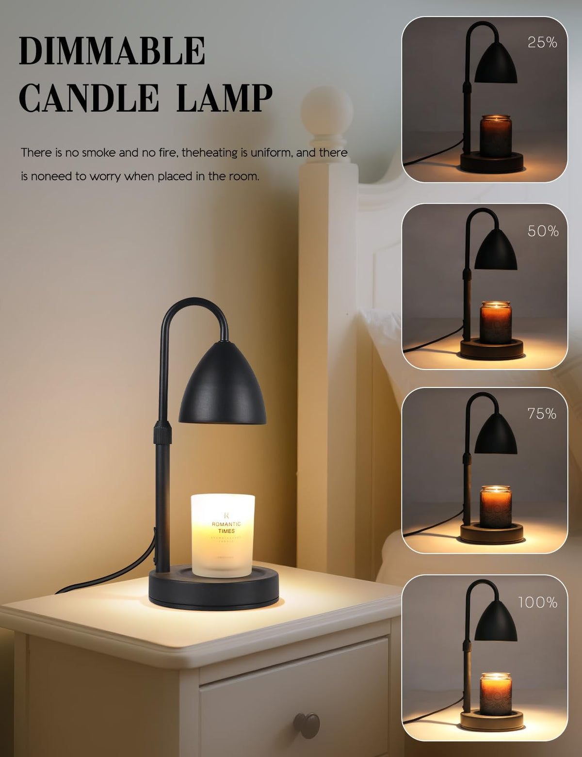 MRSZIRUI Candle Warmer Lamp with Timer Dimmable, Lamp Candle Warmer Birthday Gifts for Women, Black Adjustable Wax Melter Warmer for Jar Candles, House Warming Gift Home Decor