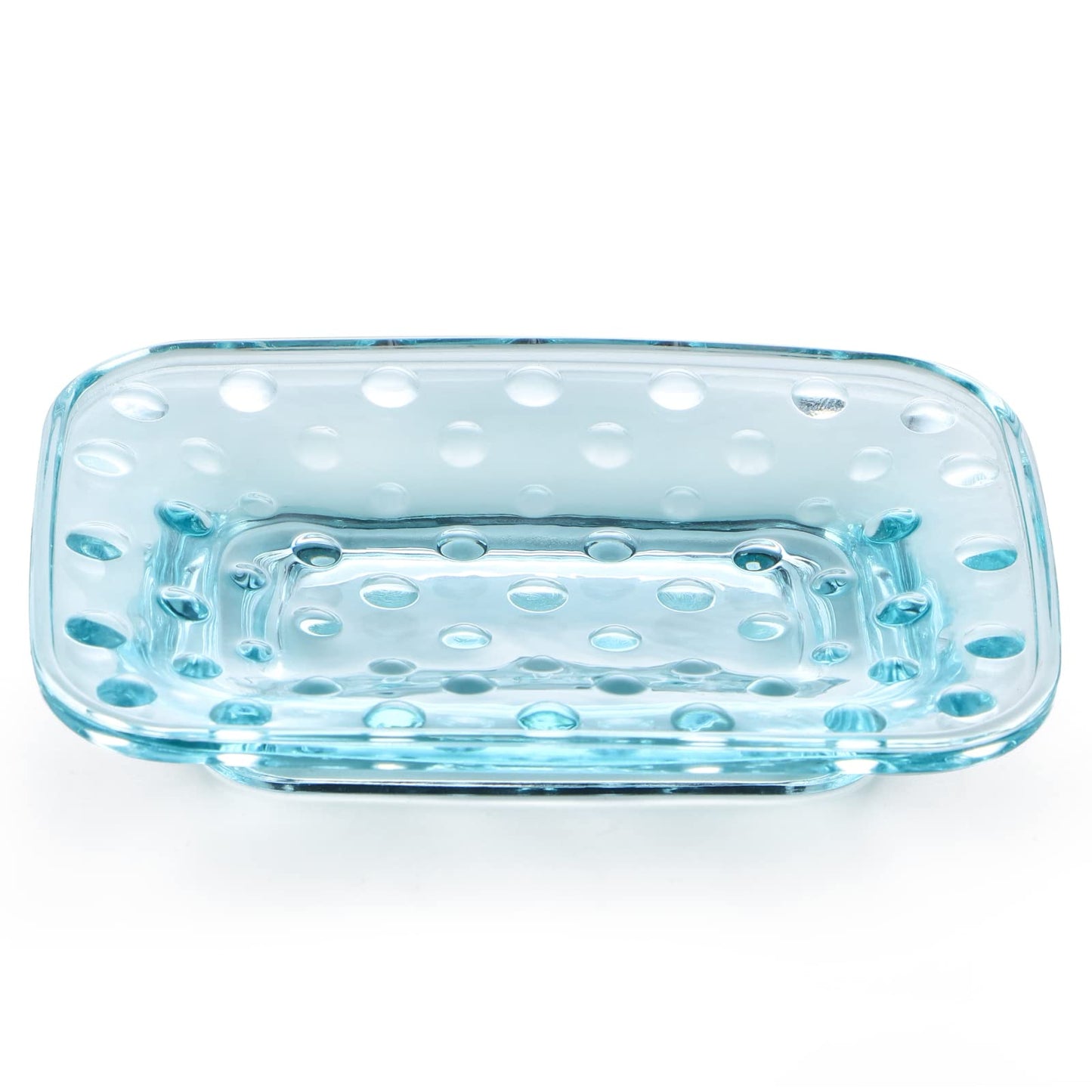 MDLUU 2-Pack Glass Bar Soap Dish, Embossed Bar Soap Holder, Decorative Soap Saver Tray for Shower, Bathtub, Bathroom Sink, Kitchen Sink (Square)
